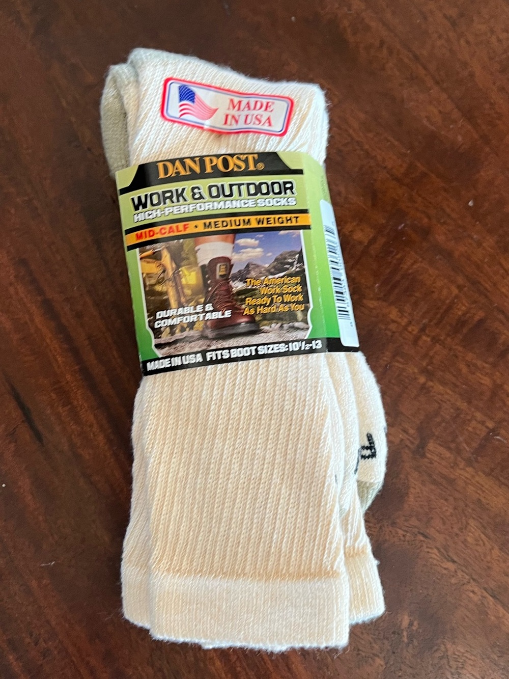 Dan Post Men’s Work & Outdoor Mid-Calf Socks in Cream NWT